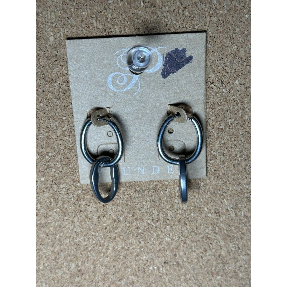 Plunder Design Annalise Earrings Double Hoop Silver Tone